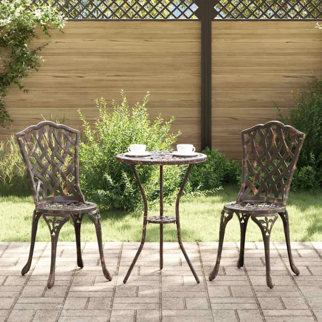 vidaXL Tuin Bistro Set 3 st Brons Aluminium, foto 2