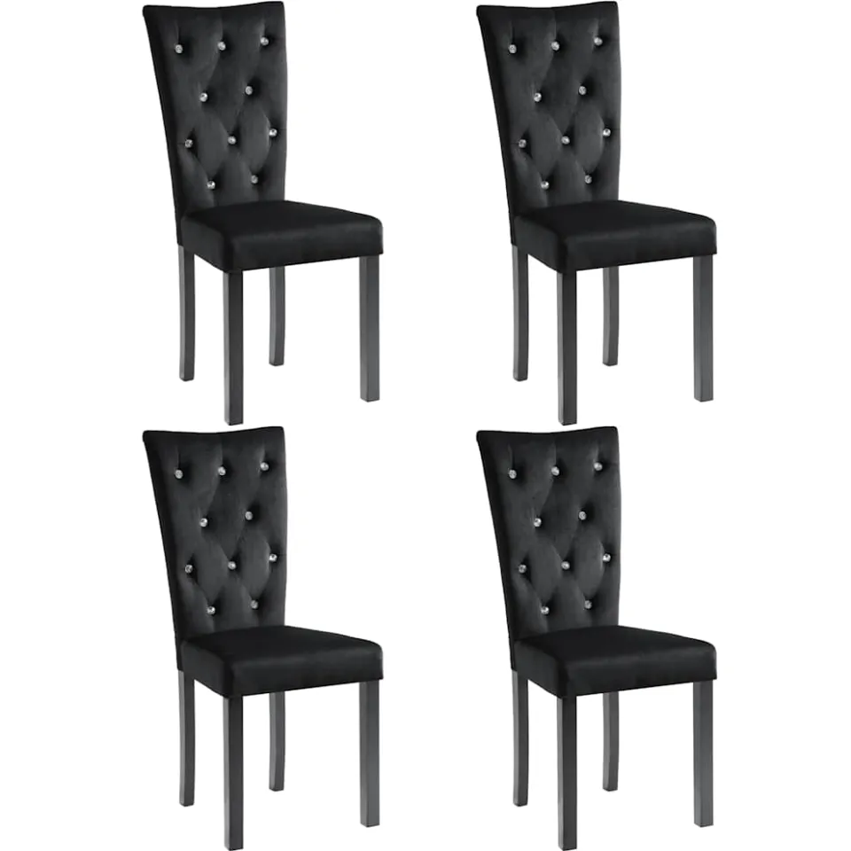 vidaXL Eetkamerstoelen 4 st fluweel zwart, foto 3