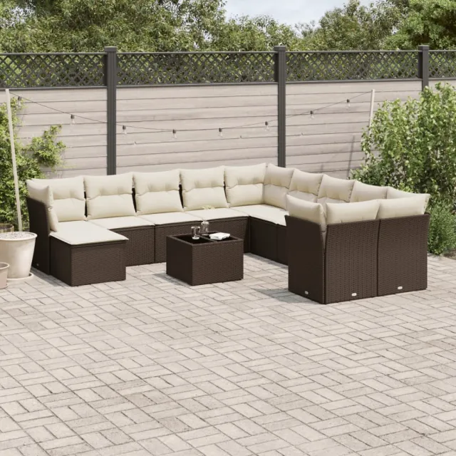 vidaXL 12-delige Loungeset met kussens poly rattan bruin, foto 2