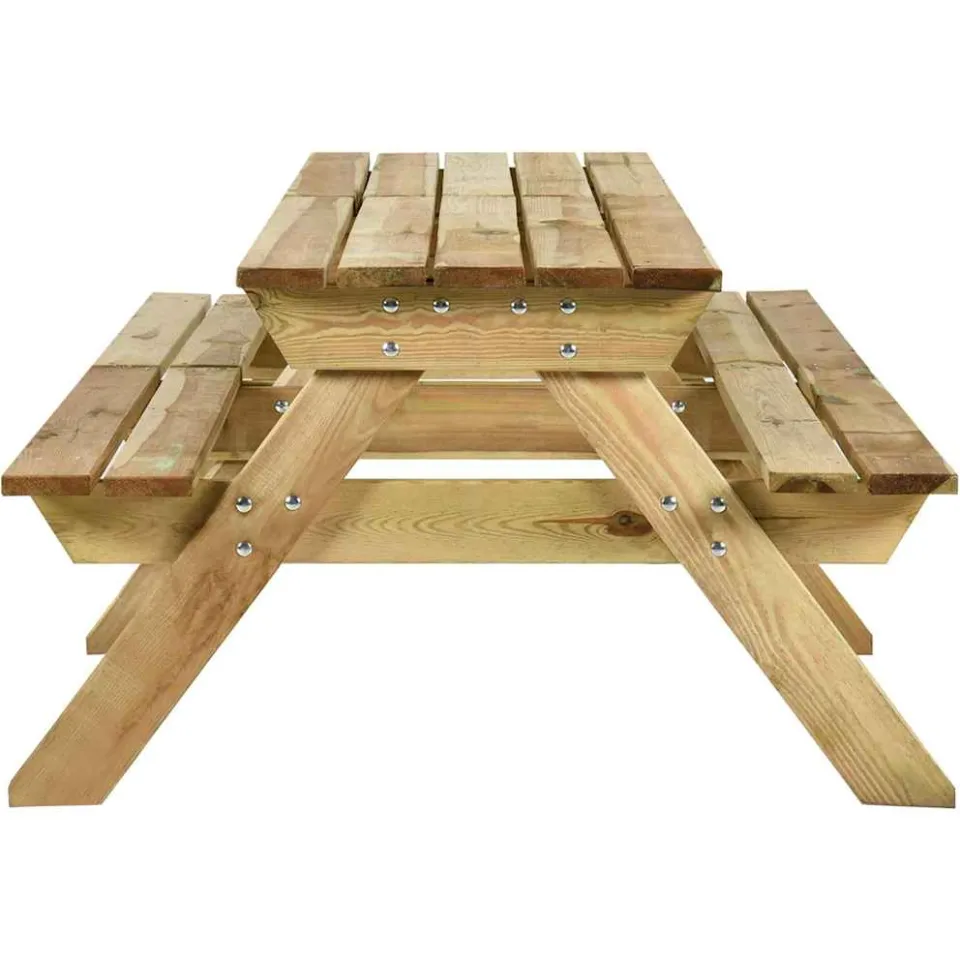 vidaXL Picknicktafel met banken 220x122x72 cm geïmpregneerd grenenhout bruin, foto 3