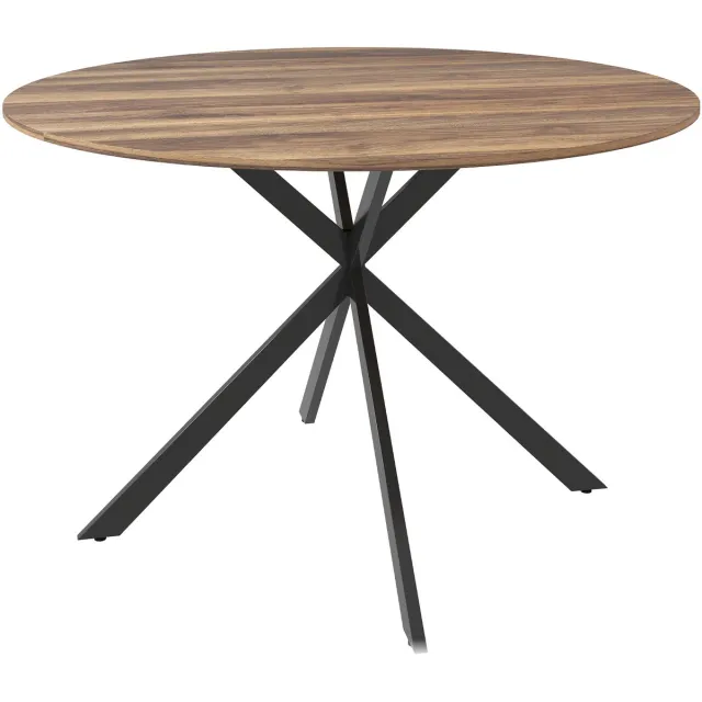Homona Ronde eettafel - Voor 4 personen - Met stalen frame en verstelbare voetjes - Ø120 x 75 cm - Donkerbruin