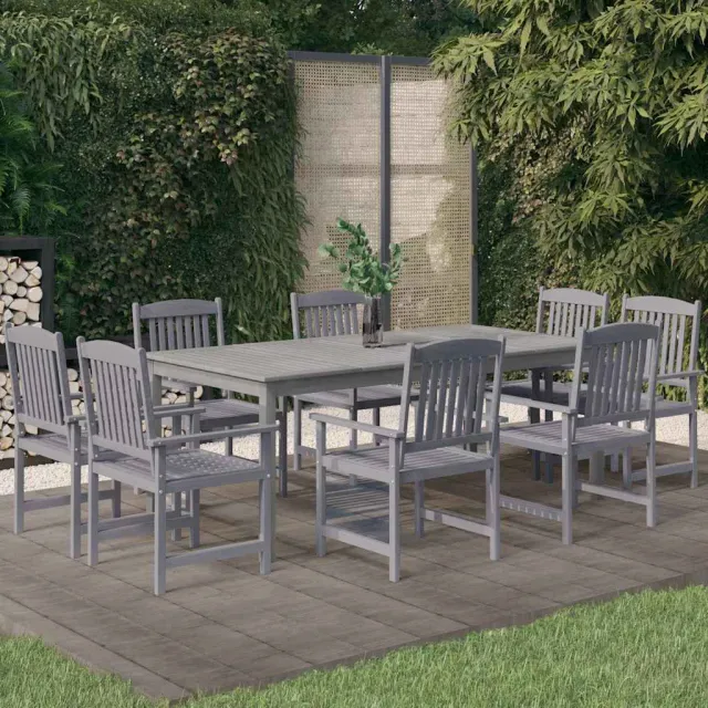 vidaXL 9-delige Tuinset massief acaciahout grijs, foto 2