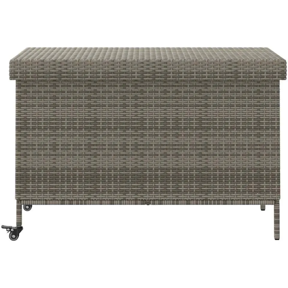 vidaXL Tuinbox met wielen 110x55x73 cm poly rattan grijs, foto 4