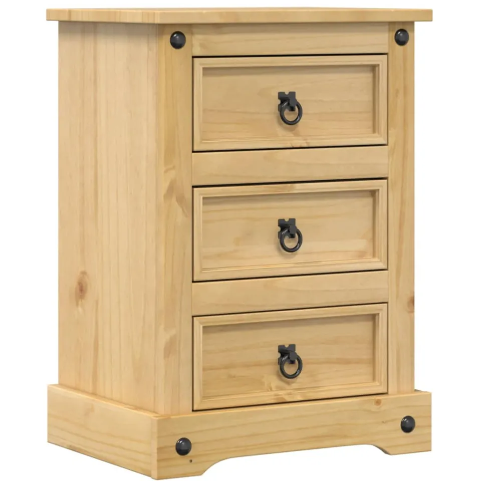 vidaXL Nachtkastje Corona 45x35x64 cm massief grenenhout bruin, foto 3