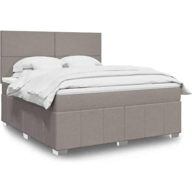 vidaXL Boxspring met matras stof taupe 180x200 cm