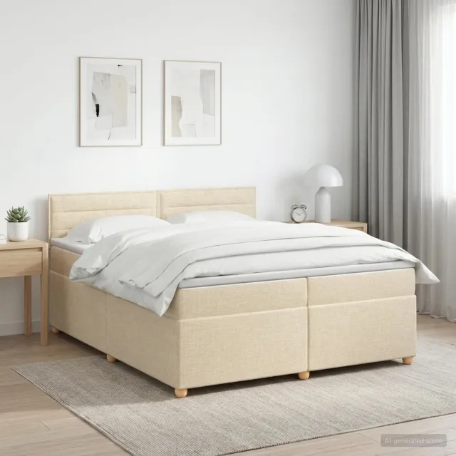 vidaXL Boxspringbed met matras Crèmekleurig 200 x 200 cm Stof
