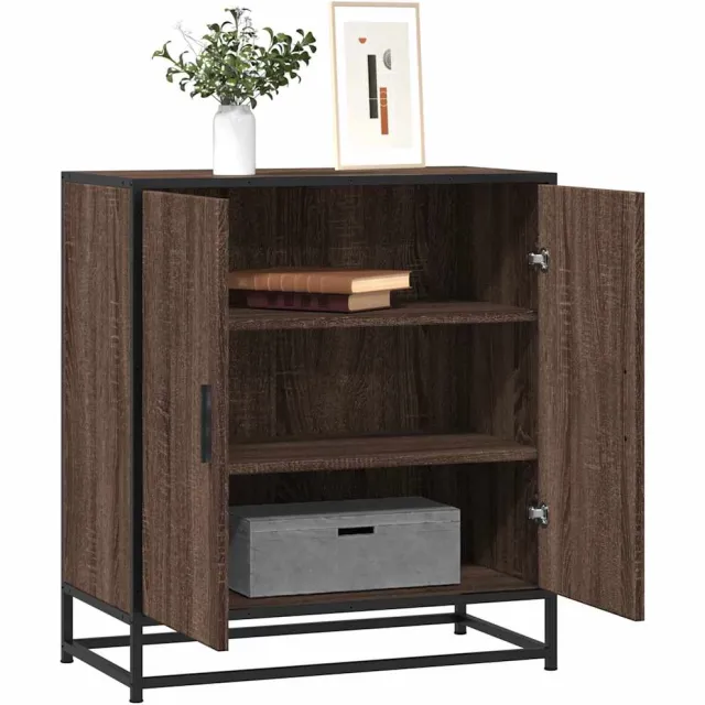 vidaXL Dressoir 68x35x76 cm bewerkt hout en metaal bruin eikenkleur