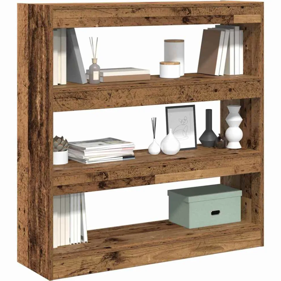 vidaXL Boekenkast 3-laags 100 x 30 x 103 cm Bewerkt hout Oud hout bruin, foto 3