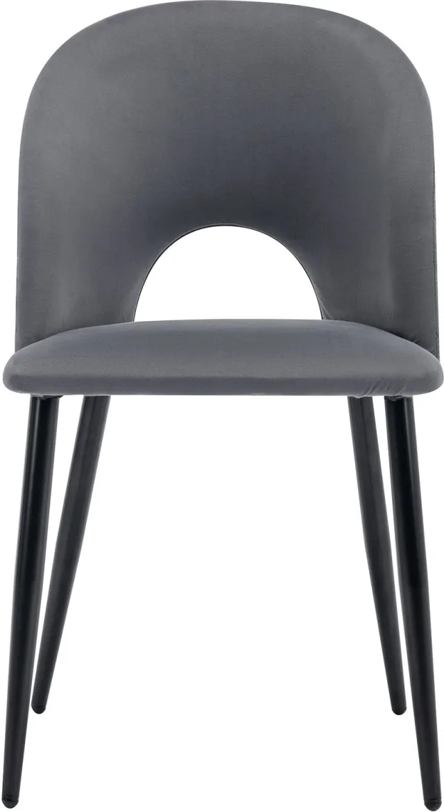 SONNENH Eetkamerstoelen set van 4 met grijs velvet, open rug en zwarte metalen poten Grijs en zwart
