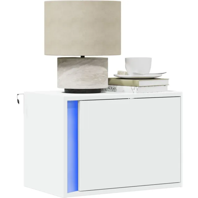 vidaXL Nachtkastjes met LED's 2 st wandgemonteerd wit