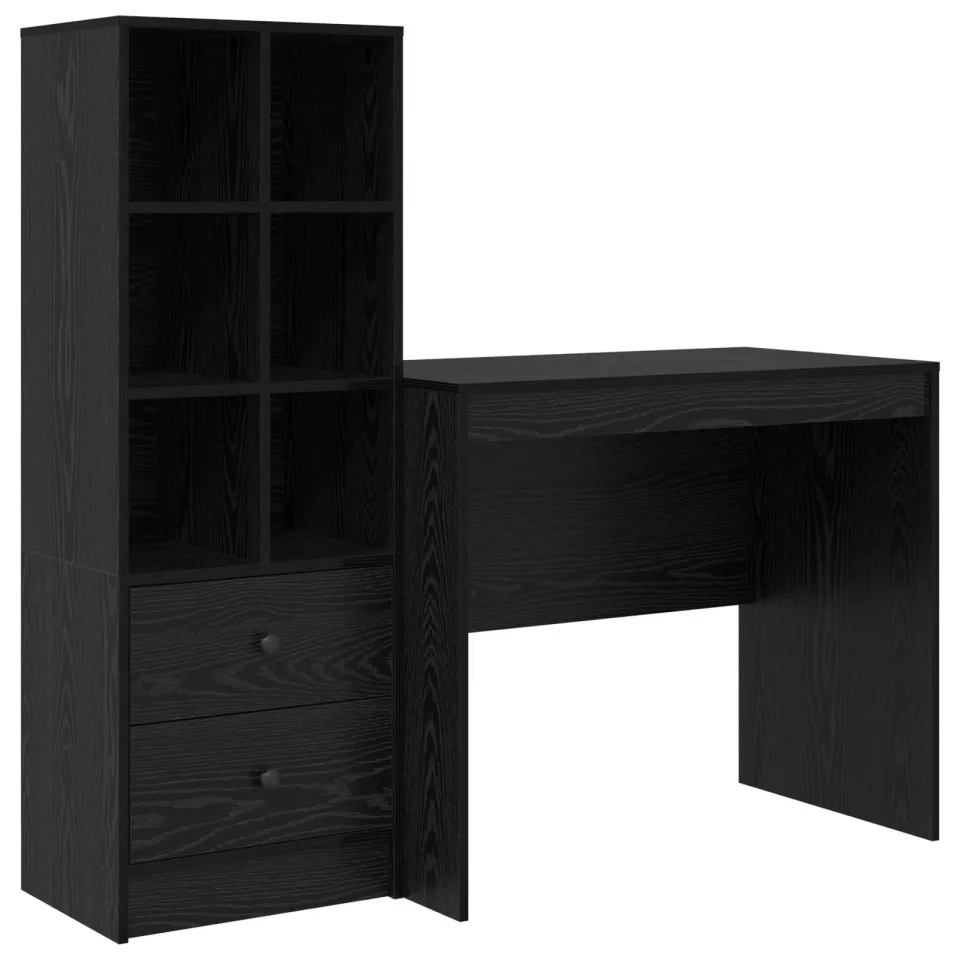 vidaXL Bureau Zwart Eiken 135,5 x 50 x 127 cm 2 st, foto 3