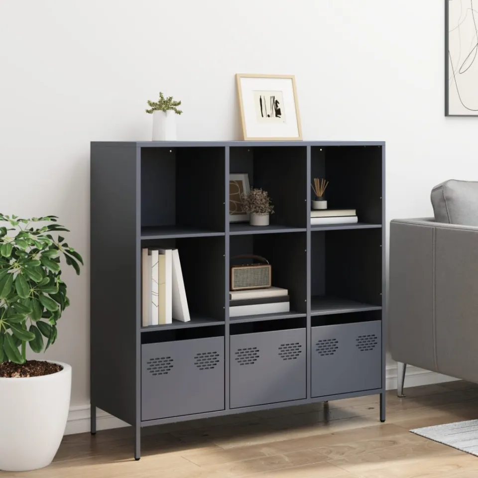 vidaXL Hoge kast 101,5x39x103,5 cm staal antracietkleurig, foto 2