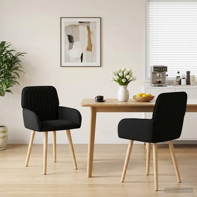 vidaXL Eettafelstoelen 2 st Stof Zwart 56,5 x 50 x 87,5 cm, foto 2