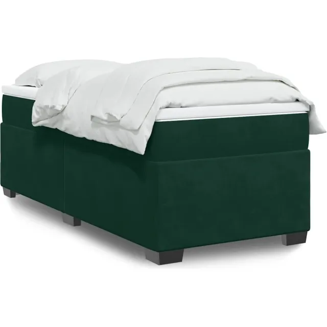 vidaXL Boxspring met matras fluweel donkergroen 90x200 cm groen