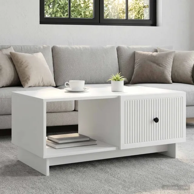vidaXL Salontafel Wit 90 x 50 x 40 cm Bewerkt hout, foto 2