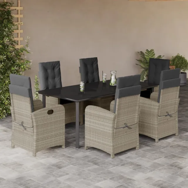 vidaXL 7-delige Tuinset met kussens poly rattan grijs, foto 2