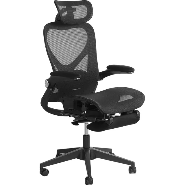 Welltin Opvouwbare bureaustoel - Gamingstoel - Met lendensteun - Computerstoel - Ergonomische Bureaustoel - Zitkussen van gaas - Met rugleuning - Met 3D-hoofdsteun - Opklapbare armleuningen - Ontspanningsstoel - Zwart