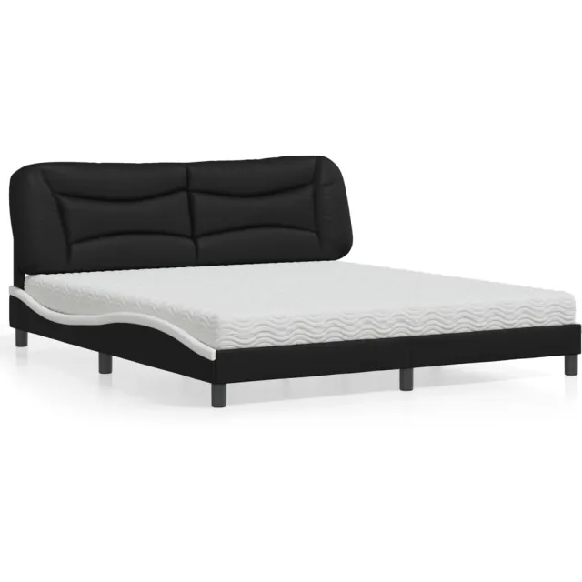 vidaXL Bed met matras "Hvar" kunstleer zwart en wit 180x200 cm