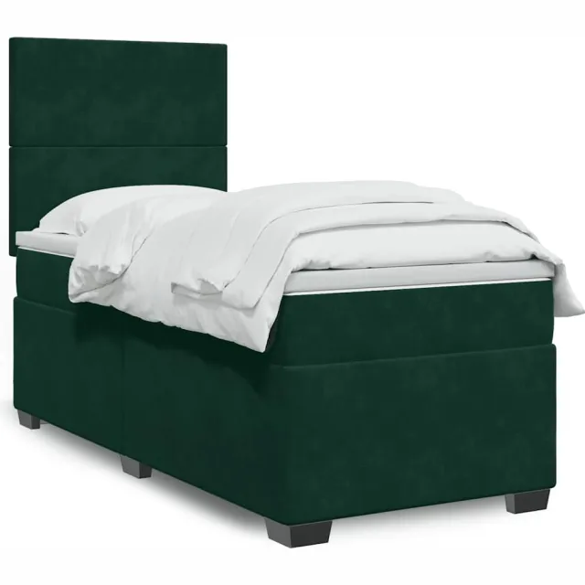 vidaXL Boxspring met matras fluweel donkergroen 90x190 cm groen