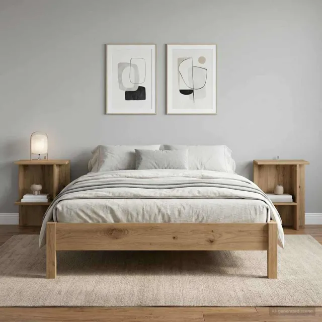 vidaXL Salontafel 2 st Artisanaal eiken 40 x 30 x 49 cm Bewerkt hout Bruin