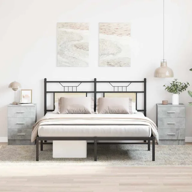 vidaXL Nachtkastjes 2 st 38x35x56 cm bewerkt hout betongrijs grijs, foto 2