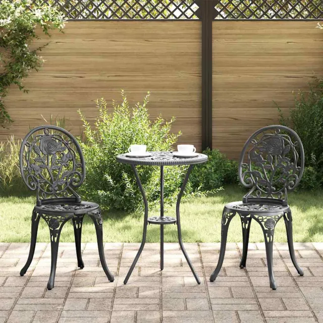 vidaXL Tuin Bistro Set 3 st Zwart Aluminium