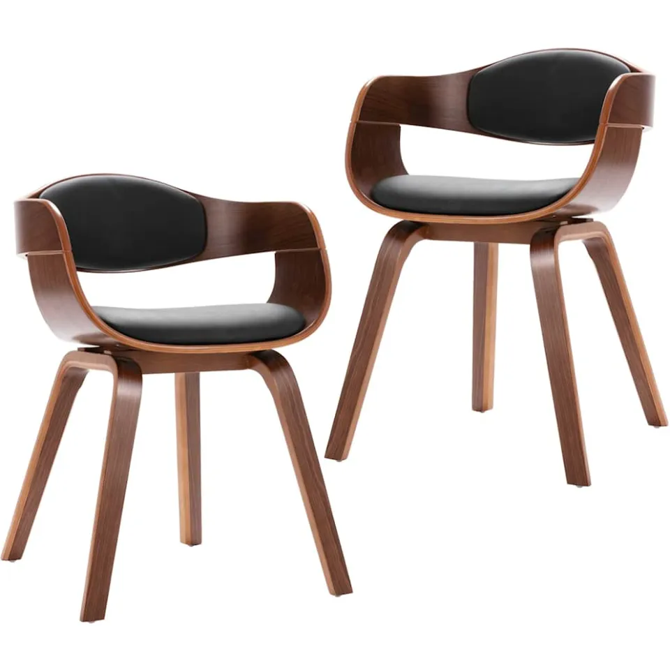 vidaXL Eetkamerstoelen 2 st gebogen hout en kunstleer zwart, foto 3