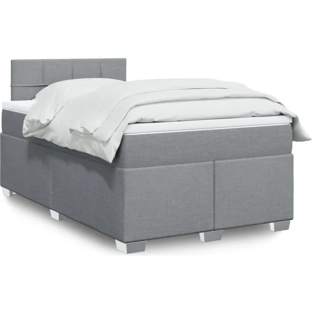 vidaXL Boxspring met matras stof lichtgrijs 120x200 cm grijs