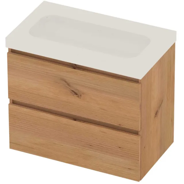 Basic-Line Moby 46 Badmeubelset Polystone 80x46x66 cm Whisky Oak Glans Wit