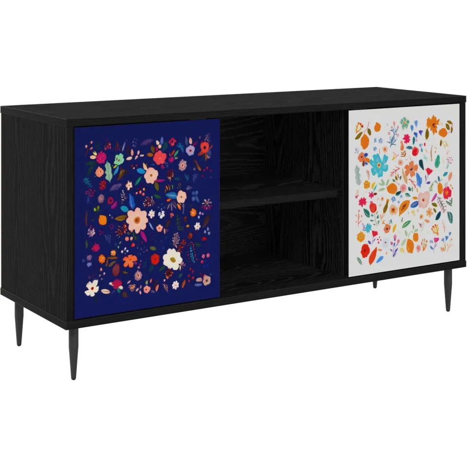 vidaXL Tv-meubel MAINZ 102 x 33 x 51 cm Zwart eiken Bewerkt hout, foto 3