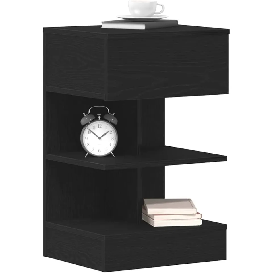 vidaXL Nachtkastje Zwart Eiken 40 x 35 x 65 cm Bewerkt hout