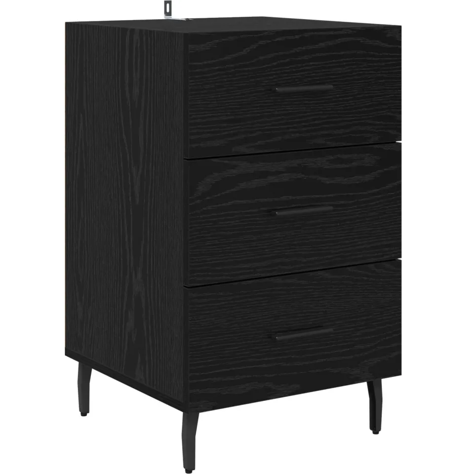 vidaXL Nachtkastje Zwart Eiken 40 x 40 x 66 cm Bewerkt hout, foto 3