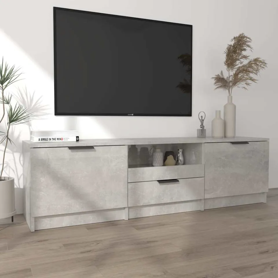 vidaXL Tv-meubel 140x35x40 cm bewerkt hout betongrijs grijs, foto 3
