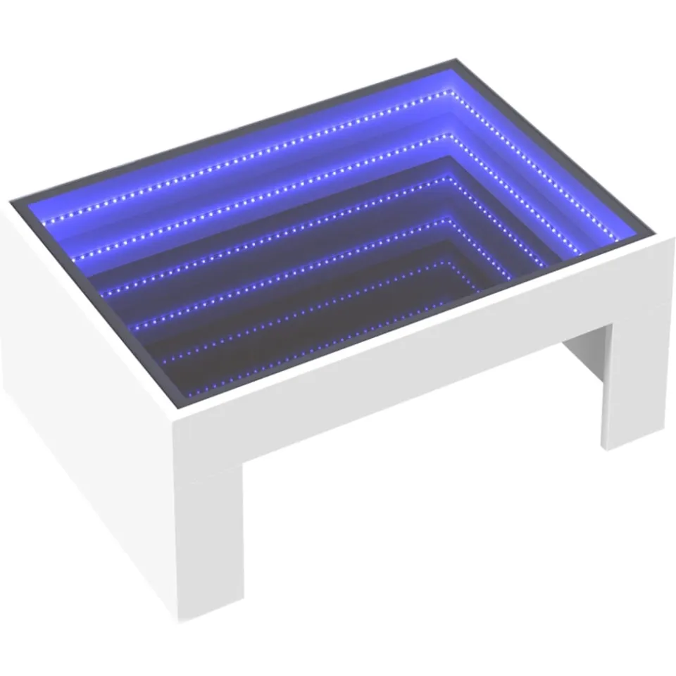 vidaXL Salontafel met Infinity LED 70x50x30 cm wit