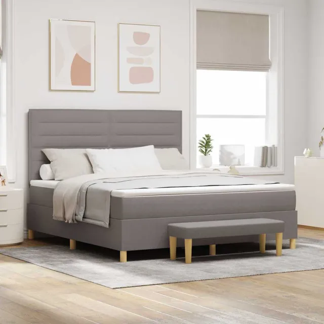 vidaXL Boxspring bed met hoofdeinde Taupe 180 x 200 cm Stof