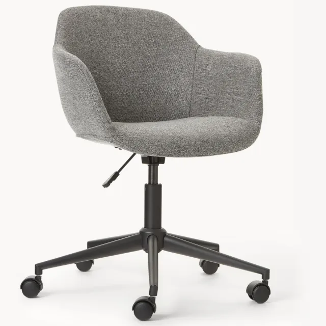 Westwing Collection Gestoffeerde bureaustoel Fiji met smalle zitvlak Grijs