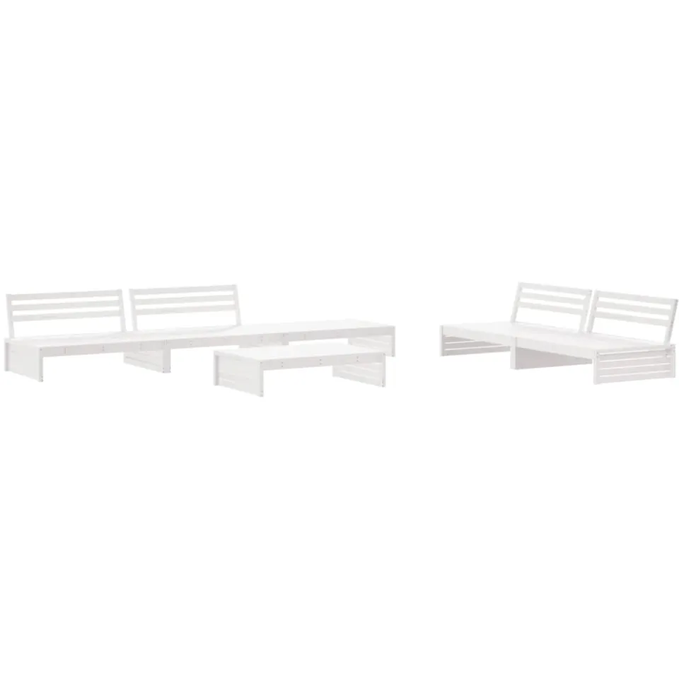 vidaXL 6-delige Loungeset met kussens massief hout wit