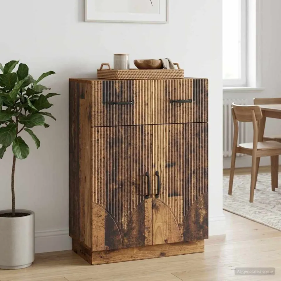 vidaXL Dressoir met lade Oud hout 66 x 34,5 x 87 cm Bewerkt hout bruin, foto 3