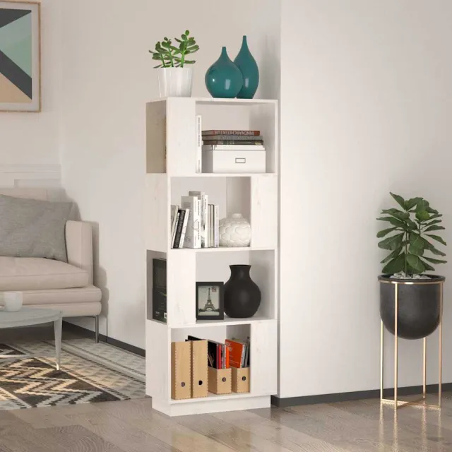 vidaXL Boekenkast/kamerscherm 51x25x132 cm massief grenenhout wit, foto 2