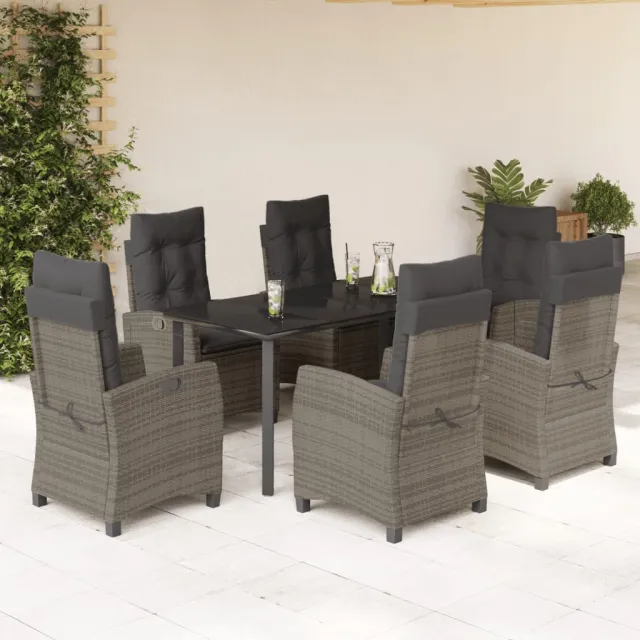 vidaXL 7-delige Tuinset met kussens poly rattan grijs, foto 2