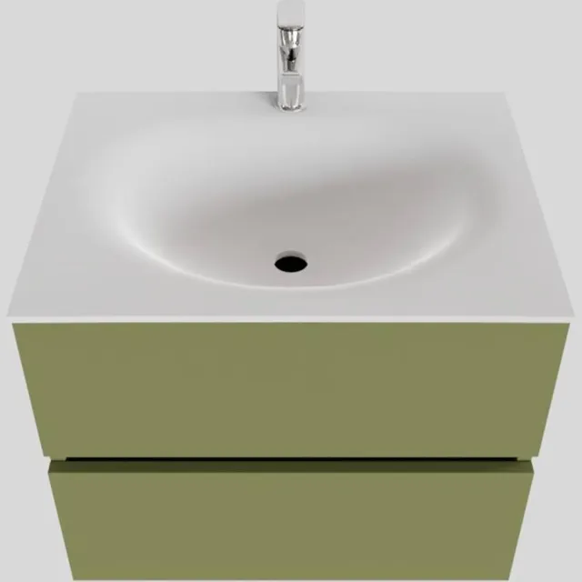 Boss & Wessing Badkamermeubel Solid Surface BWS Stockholm 60x46 cm Mat Groen (met 1 kraangat)