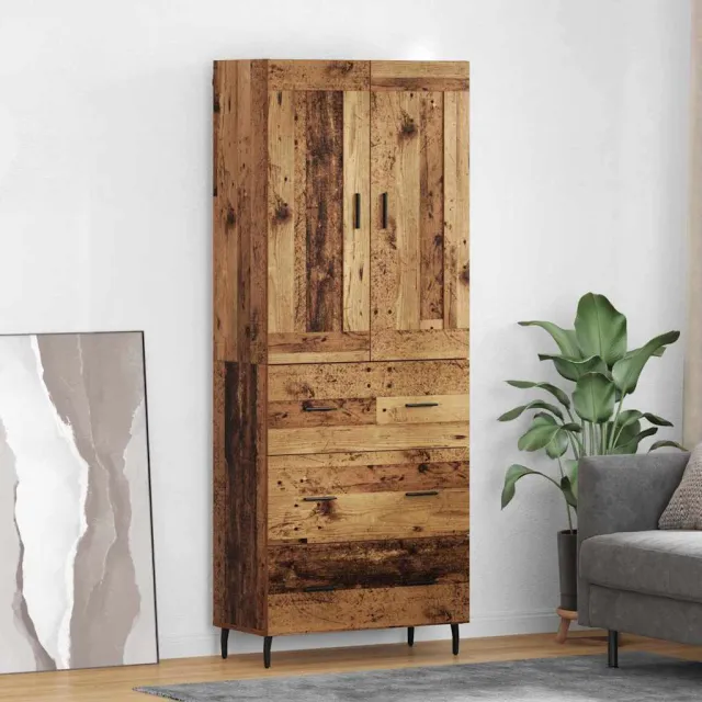 vidaXL Hoge kast 2 st Oudhout 69,5 x 34 x 180 cm Bewerkt hout bruin, foto 2