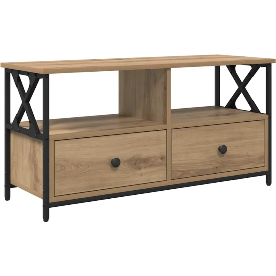 vidaXL TV-kast 90 x 33 x 45 cm Artisan Eiken Engineered hout en staal, foto 3