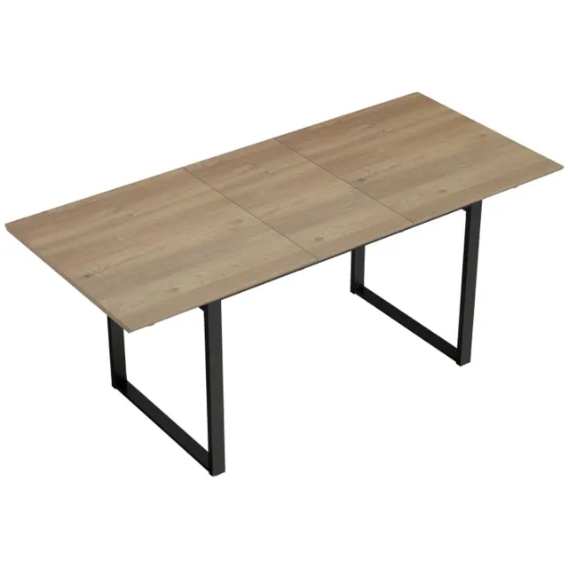 ZYLARO Eettafel - Uitschuifbaar Van 140-180 cm - Voor 6-8 Personen - Rechthoekige Keukentafel Met Stalen Onderstel - Natuurlijk Hout En Zwart natuurlijk hout + zwart