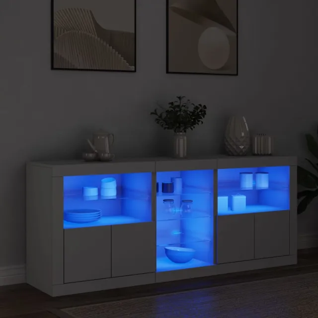 vidaXL Dressoir met LED-verlichting 162x37x67 cm wit, foto 2