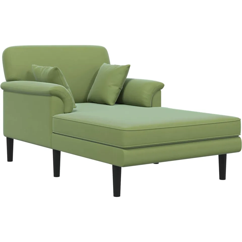 vidaXL Chaise longue Lichtgroen fluweel groen, foto 3