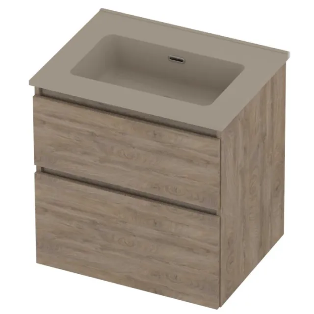 Proline Tribute Badmeubelset Porselein Elegant 60x46x62 cm Mat Crème Cotton Raw Oak Eiken
