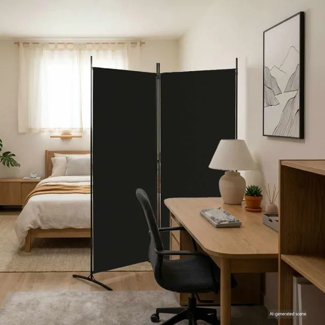 vidaXL Kamerscherm met 2 panelen 175x180 cm stof zwart, foto 2