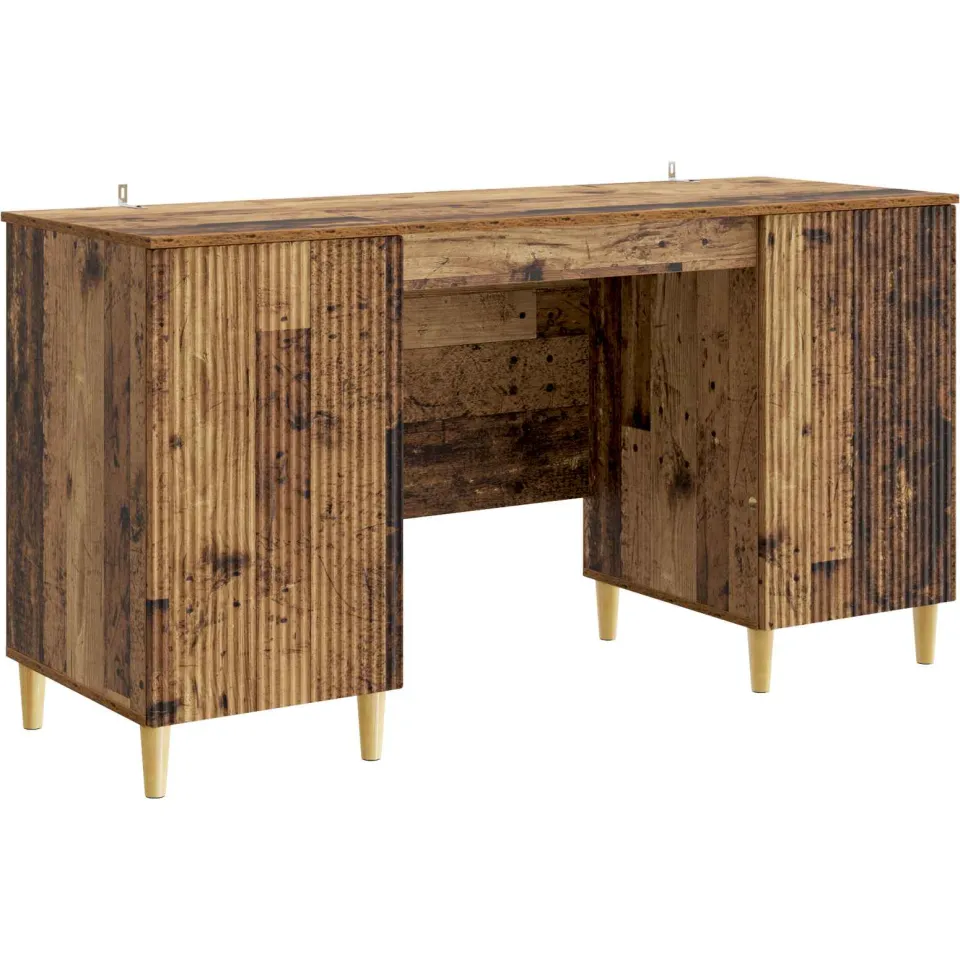 vidaXL Bureau met plank Oud hout 142,5 x 50 x 75 cm Bewerkt hout Bruin