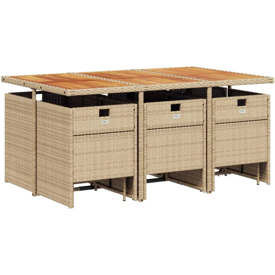 vidaXL 11-delige Tuinset met kussens poly rattan beige, foto 3